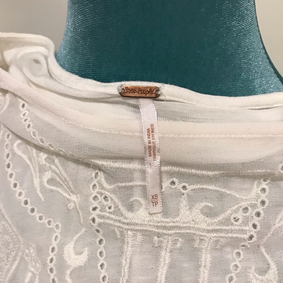 Free People Boho White Embroidered Blouse - Picture 4 of 6